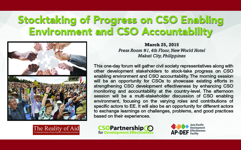 Forum on Stocktaking of Progress on CSO Enabling Environment and CSO Accountability