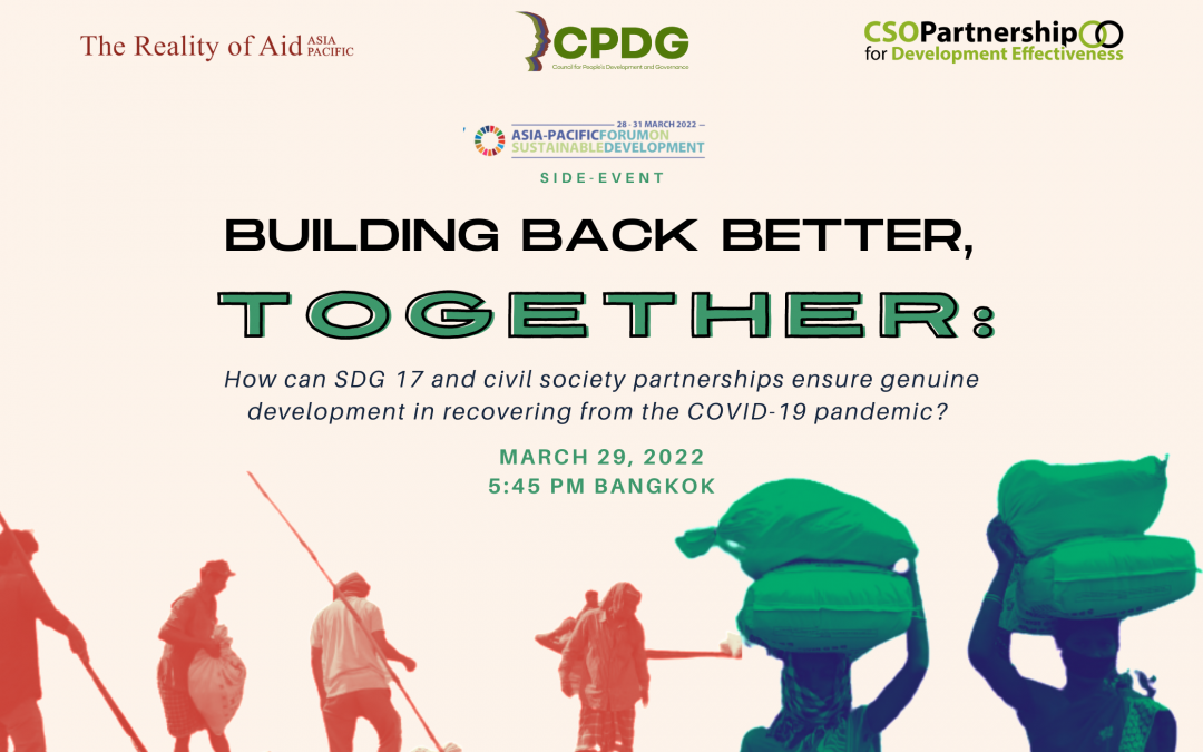Building Back Better, Together: How can SDG 17 and civil society partnerships ensure genuine development in recovering from the COVID-19 pandemic?